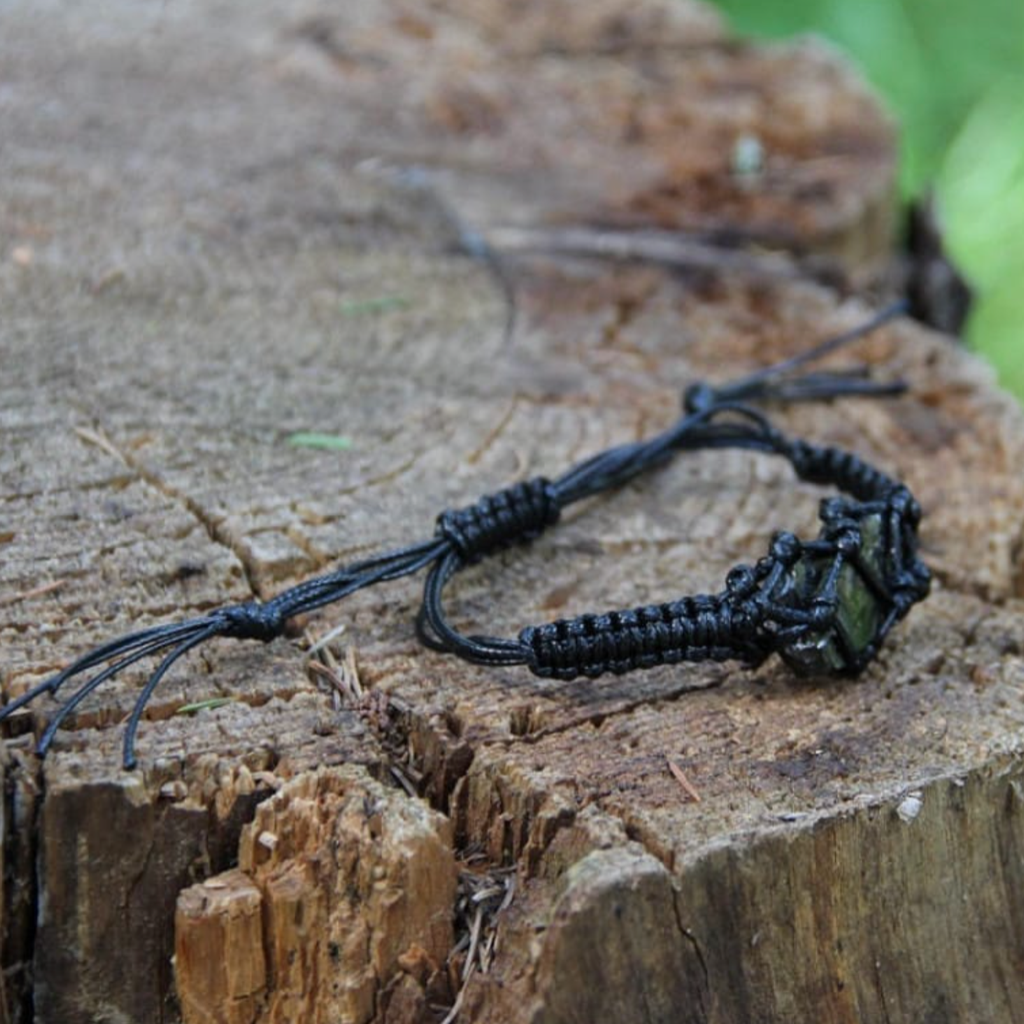 Elite Shungite Nugget Shambhala Bracelet, Black Macrame, Adjustable