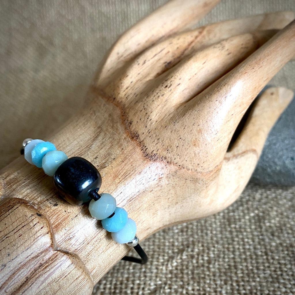 Shungite Bracelet with Amazonite, Inspiration, Soothes Trauma