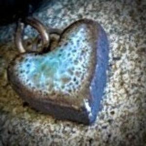 Shungite & Colorful Ceramic Heart Earrings, Brass, Titanium Ear Wires