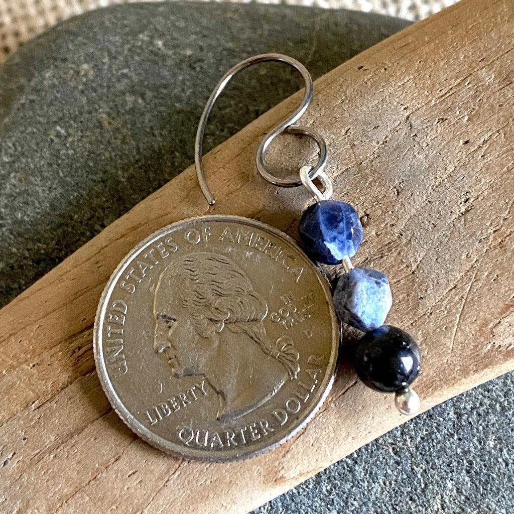 Shungite Earrings with Sodalite, Communication, Focus, Emotional Balance
