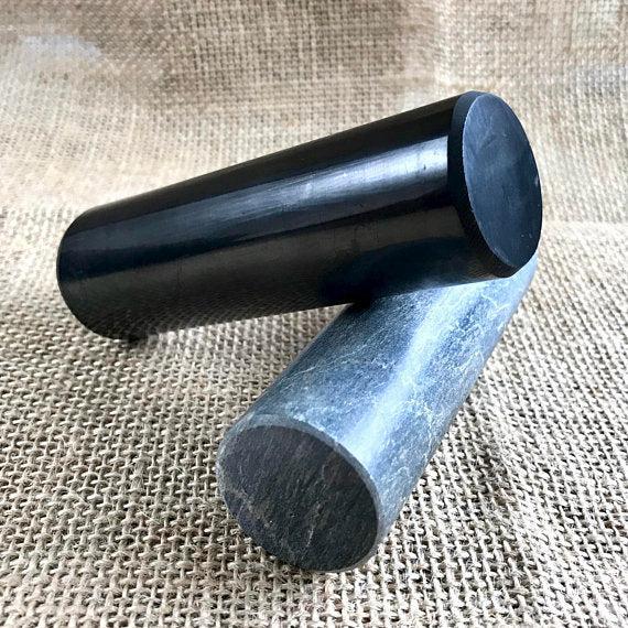 Shungite Harmonizers, 10cm, Set, Shungite and Steatite, Soapstone, EMF, Chakra Balancing - Shungite Queen