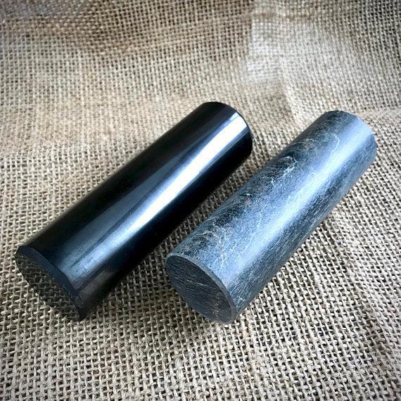 Shungite Harmonizers, 10cm, Set, Shungite and Steatite, Soapstone, EMF, Chakra Balancing - Shungite Queen