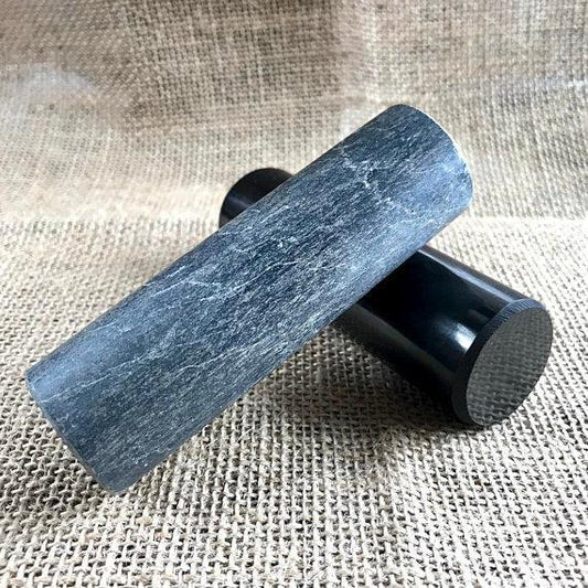 Shungite Harmonizers, 10cm, Set, Shungite and Steatite, Soapstone, EMF, Chakra Balancing - Shungite Queen