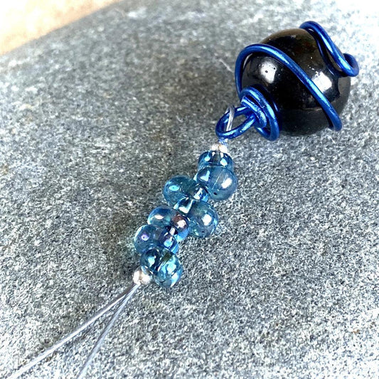 Shungite Jingle Ball Ornament, Unique Holiday Decor, Blue - Shungite Queen