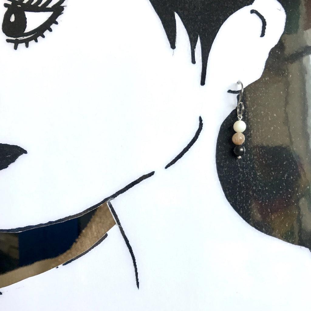 Shungite & Moonstone Earrings, Divine Feminine, Inner Goddess - Shungite Queen