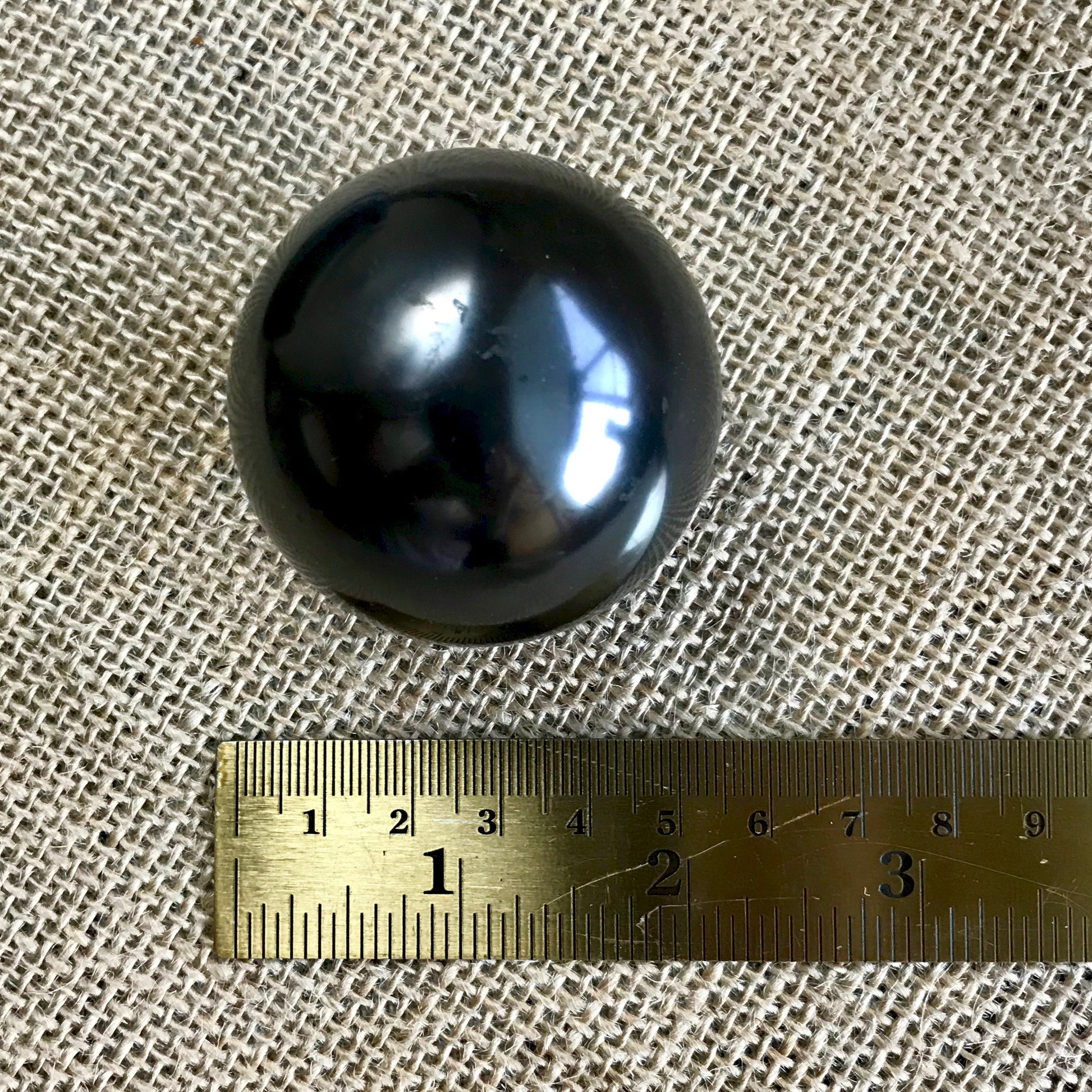 Shungite Sphere, 2 Inches, on Custom Mahogany Wood Stand - Shungite Queen