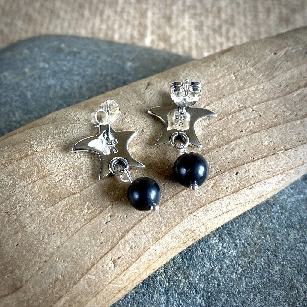 Shungite & Sterling Silver Starfish Post Earrings - Shungite Queen
