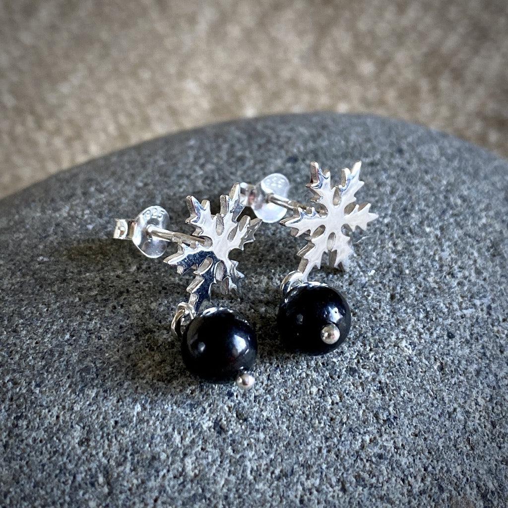 Shungite & Winter Snowflake Post Earrings, Holidays