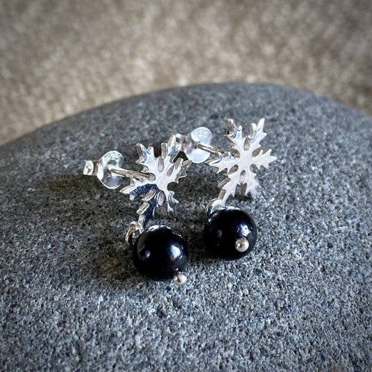 Shungite & Winter Snowflake Post Earrings, Holidays