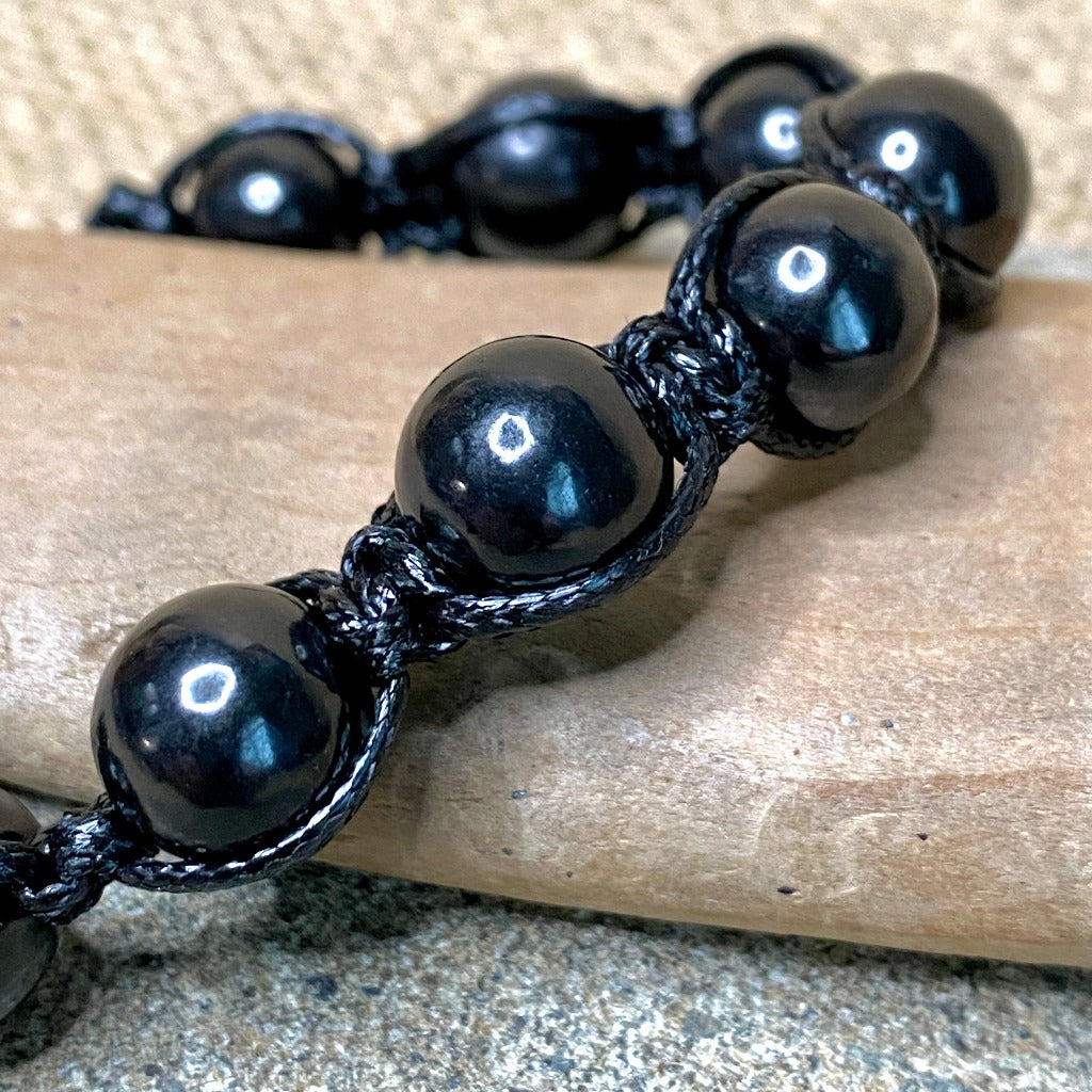 Shungite Shambhala Bracelet | Adjustable Black Nylon Macrame 3
