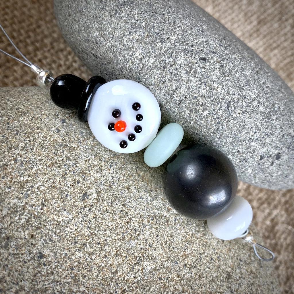 Smiling Shungite Snowman Ornament, Fun Holiday Decor - Shungite Queen