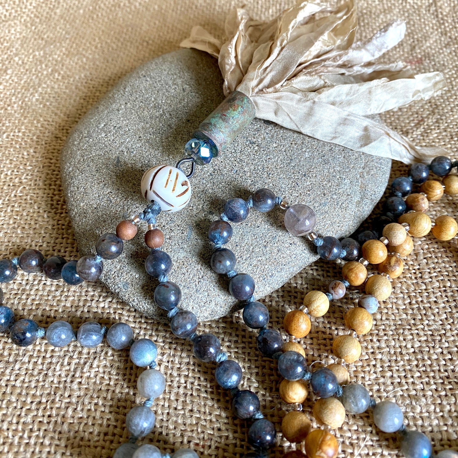 A mala beads necklace