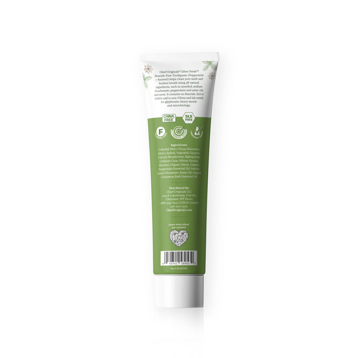 Silver Fresh™ Fluoride-Free Toothpaste (Peppermint + Aniseed Flavor) 3.3 oz (95g)
