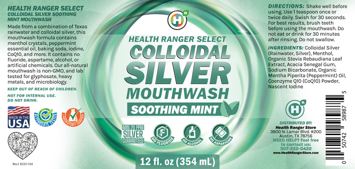 Colloidal Silver Soothing Mint Mouthwash (Alcohol Free) 12oz (354ml)
