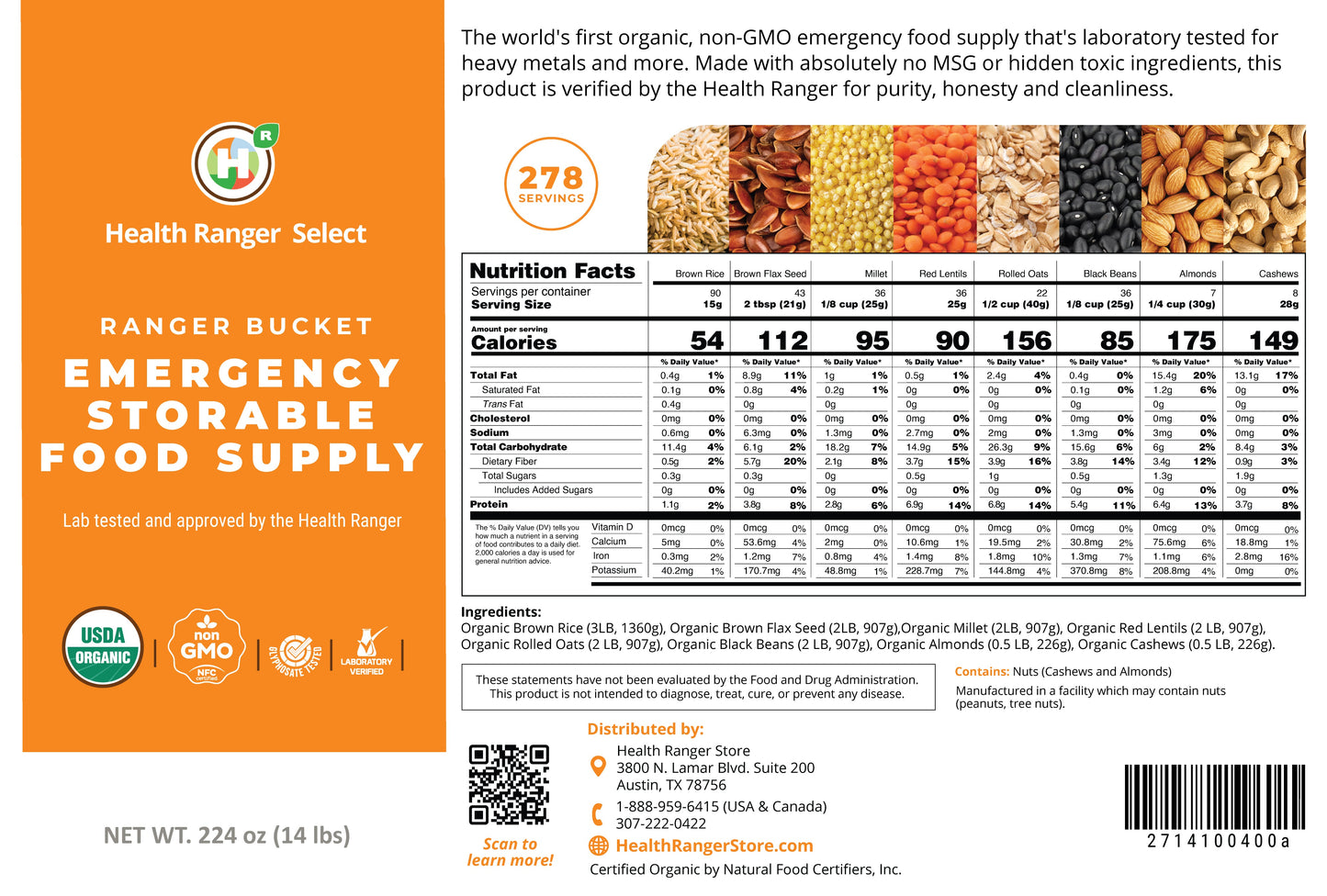 Ranger Bucket Set | Organic Emergency Storable Food Supply