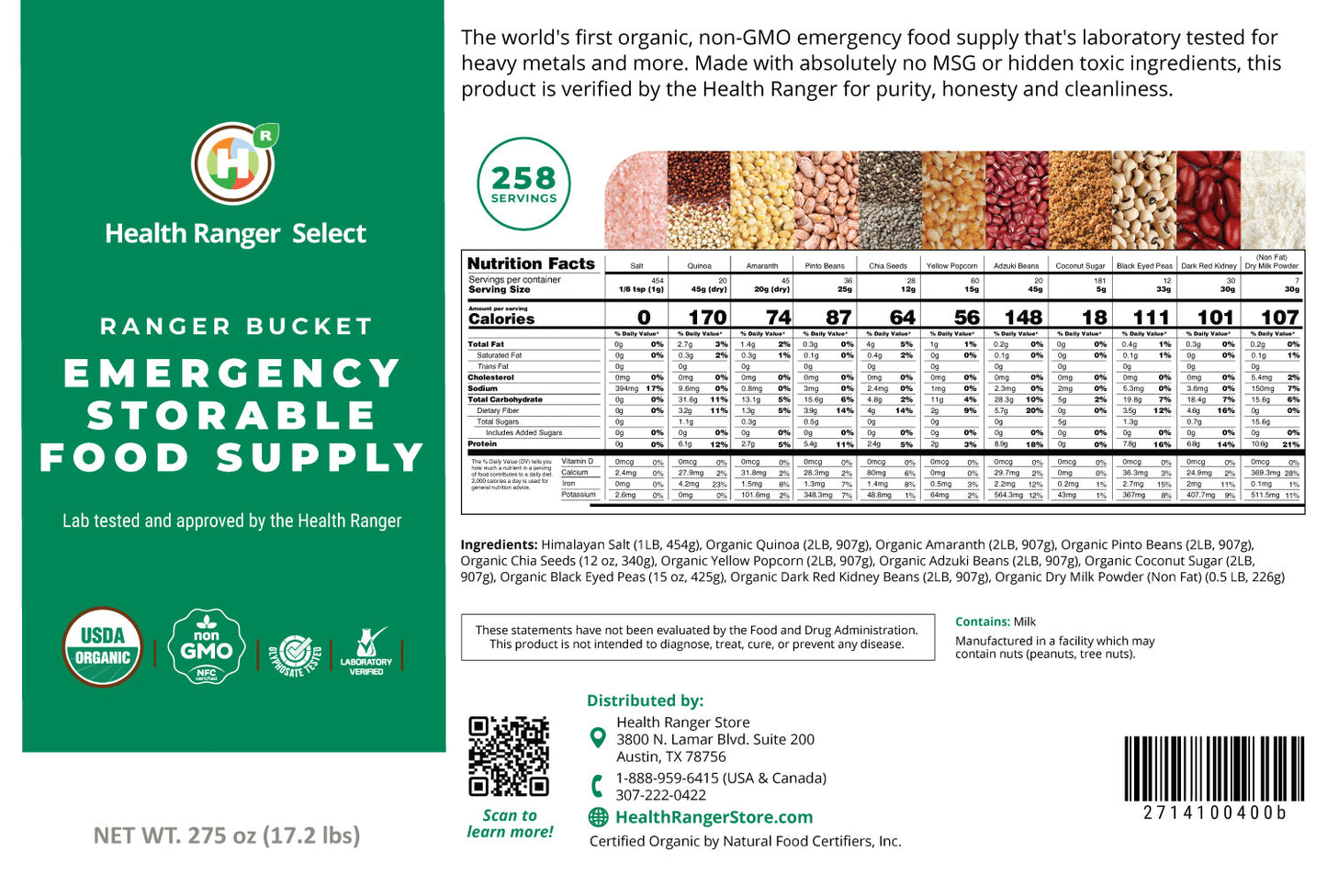 Ranger Bucket Set | Organic Emergency Storable Food Supply