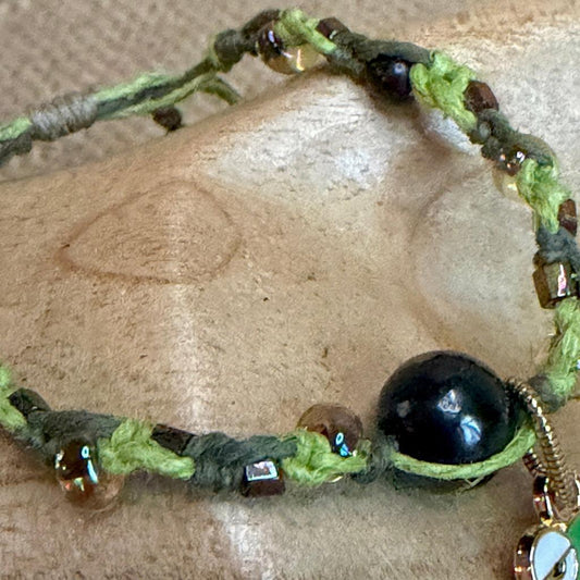 Adjustable Shungite Bracelet for Kids | Grumpy Frog on Green Hemp