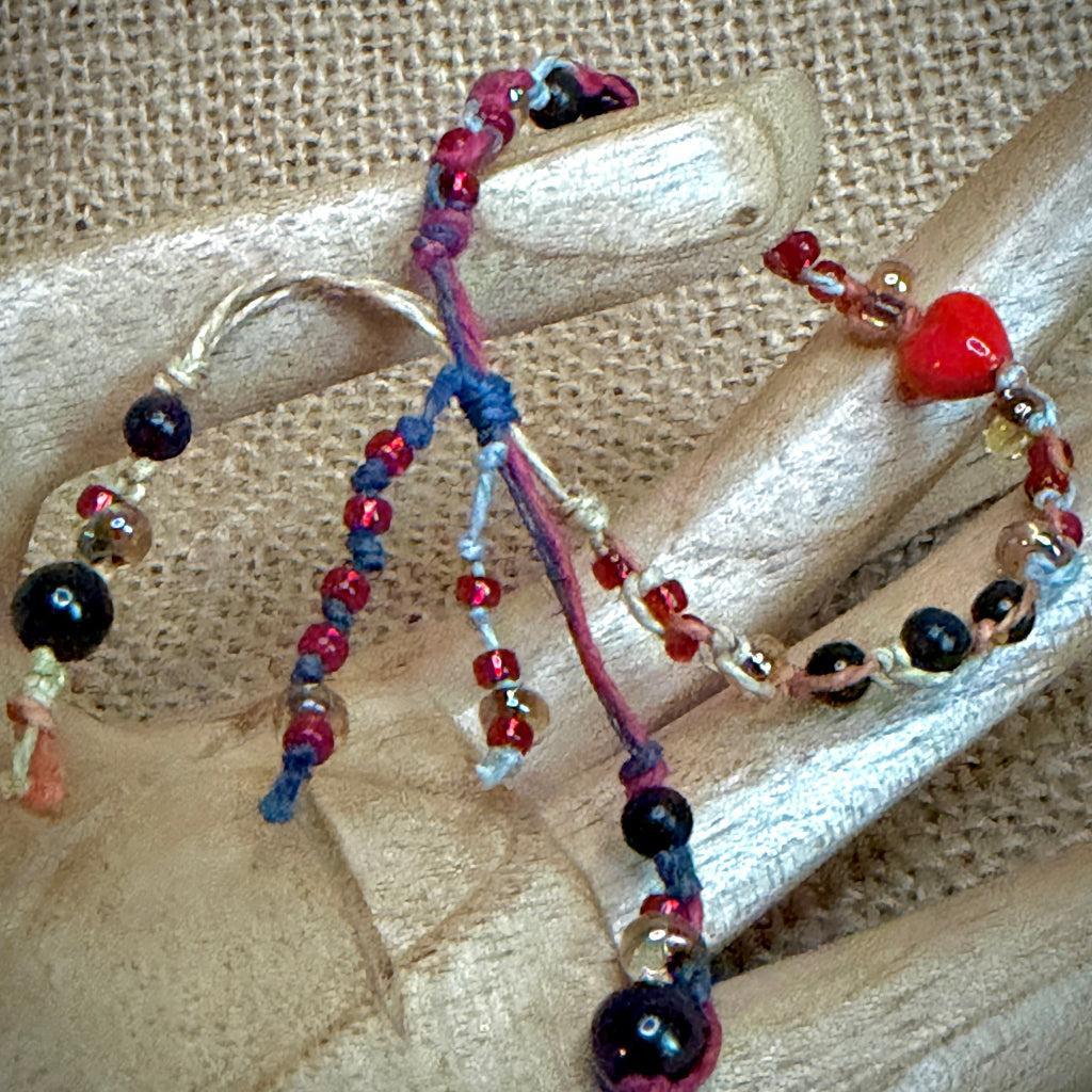 Adjustable Shungite Bracelet for Kids | Tiny Red Ceramic Heart