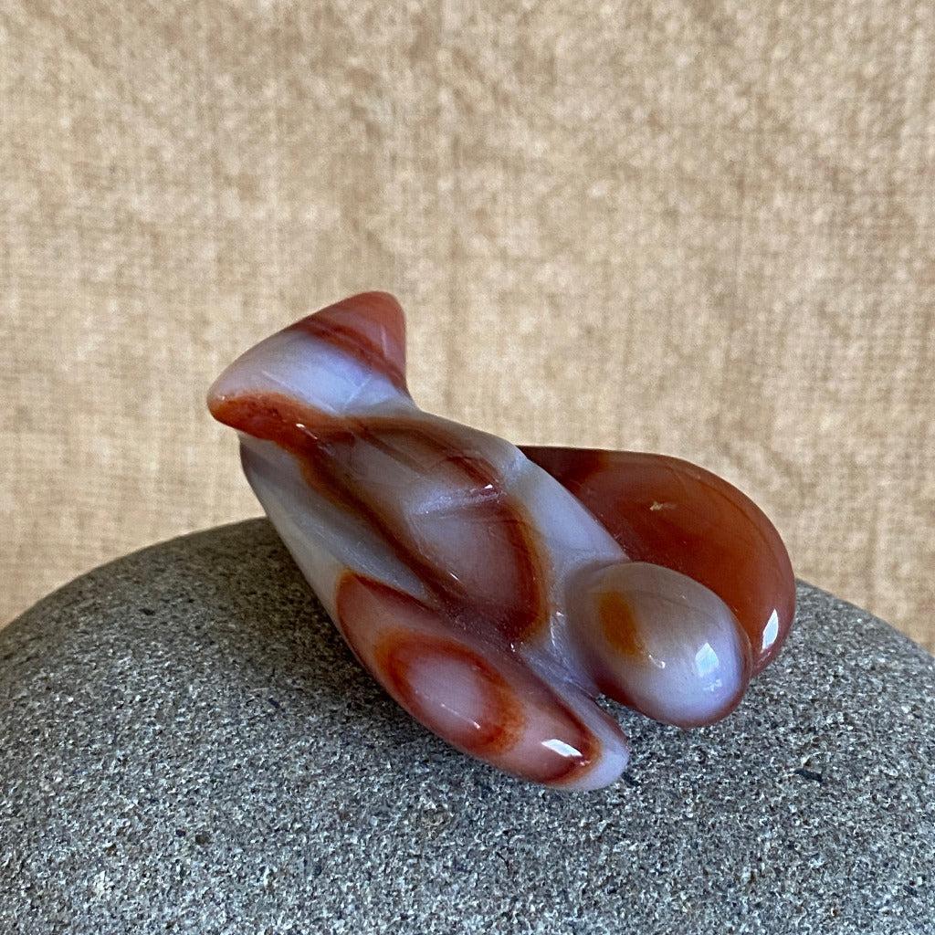 Banded Agate Angel on Polished Black Shungite Cube