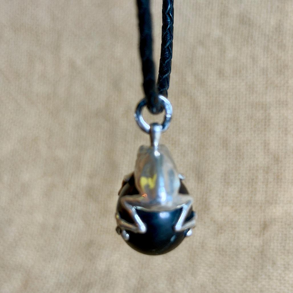 Black Shungite Froggy Pendant | Sterling Silver Lost Wax Casting