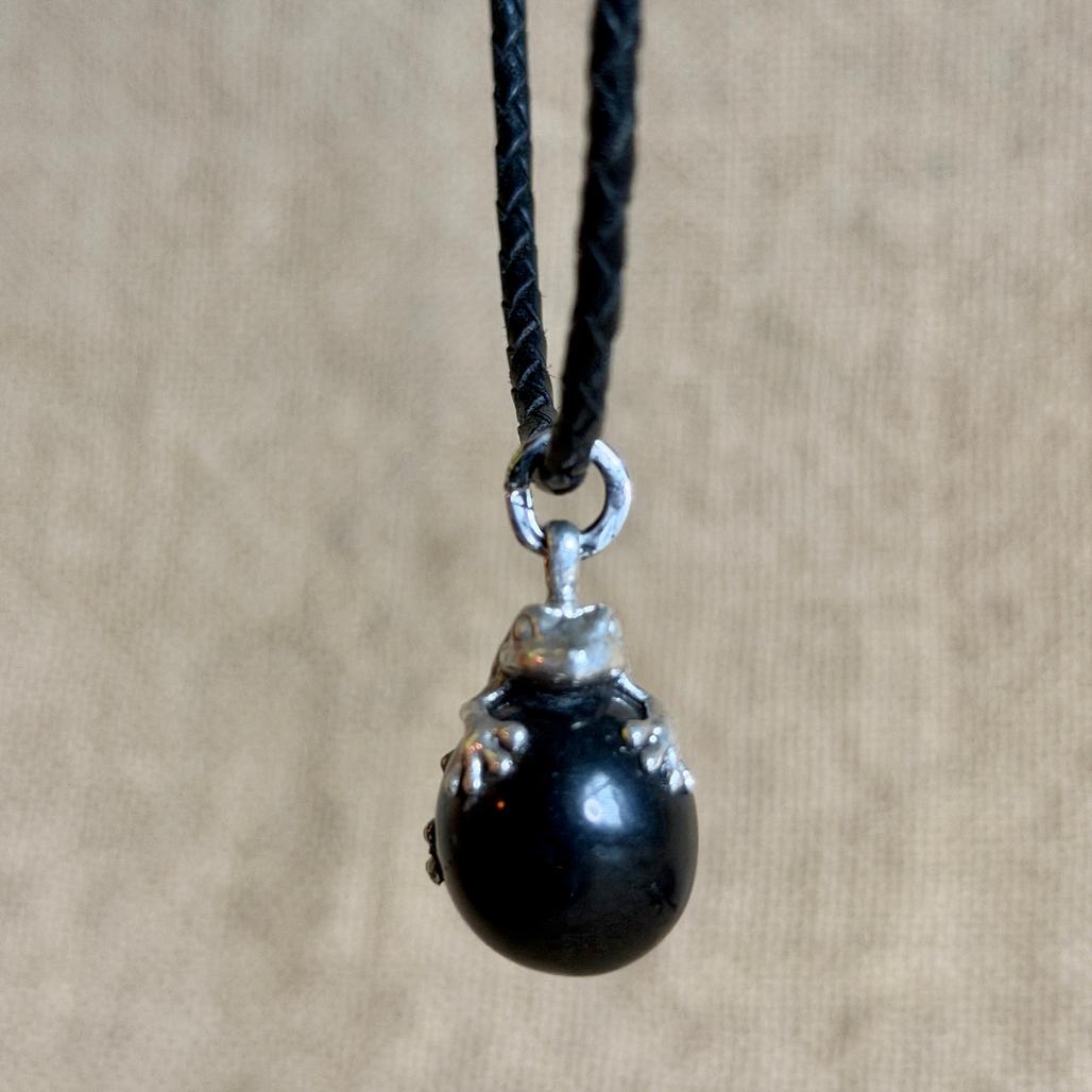 Black Shungite Froggy Pendant | Sterling Silver Lost Wax Casting