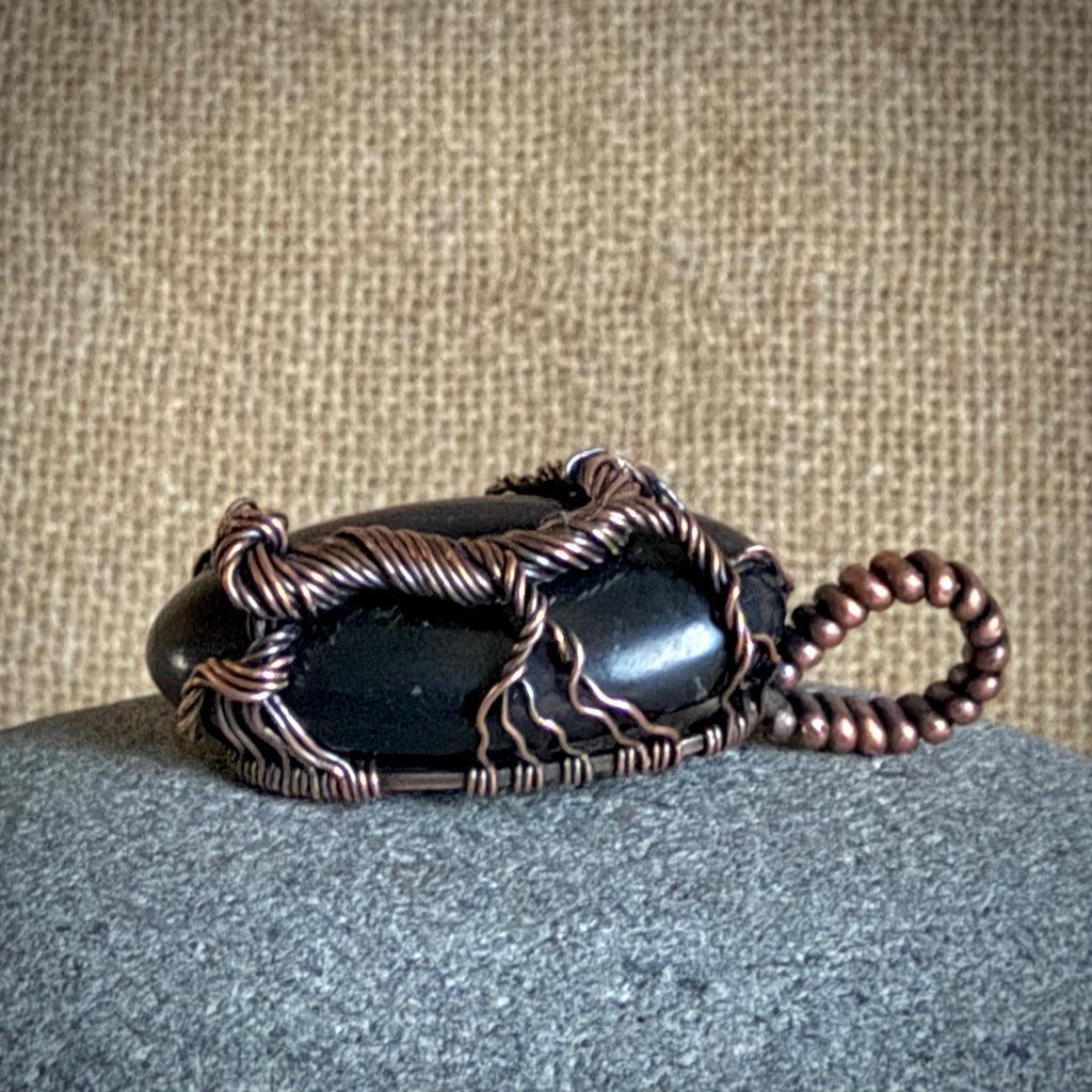 Black Shungite Pendant | 17.6 g Antiqued Copper Setting