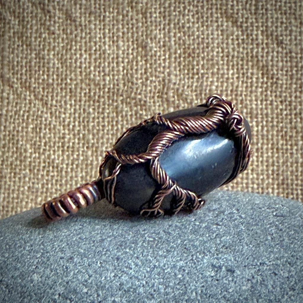 Black Shungite Pendant | 17.6 g Antiqued Copper Setting