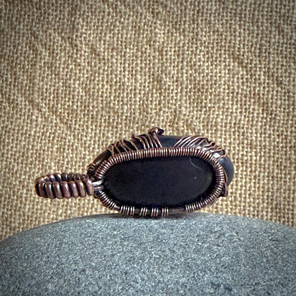 Black Shungite Pendant | 17.6 g Antiqued Copper Setting