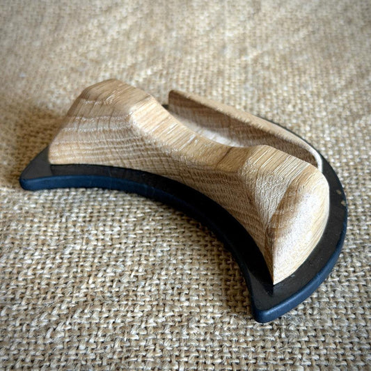 Black Shungite and Oak Wood Cell Phone Stand
