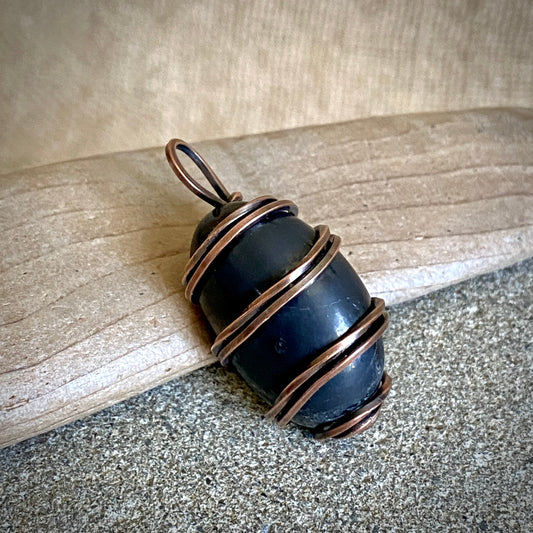 Black Shungite Pendant | 12.7 g Antiqued Copper Setting 2