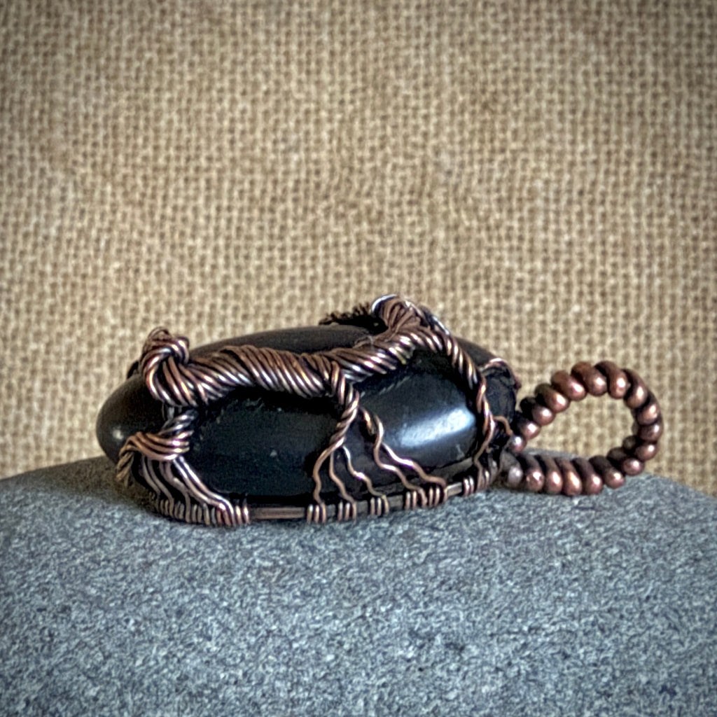 Black Shungite Pendant | 17.6 g Antiqued Copper Setting 5