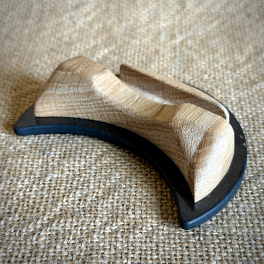 Black Shungite and Oak Wood Cell Phone Stand 2