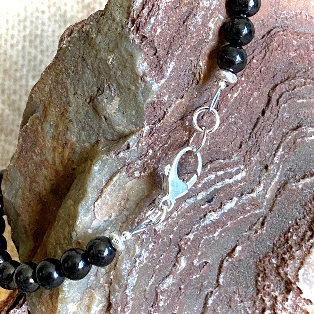 Blue Gemstones & Shungite Bracelet, Throat Chakra, Self Expression