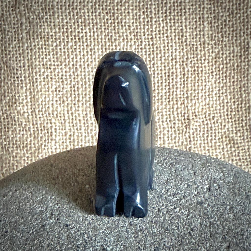 Carved Shungite Dog | On Bumblebee Jasper Slab