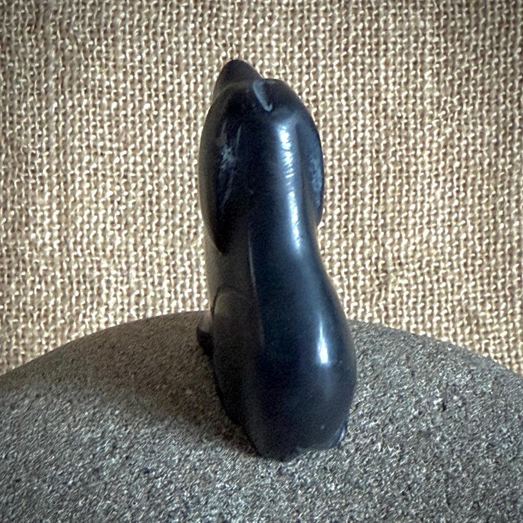 Carved Shungite Dog | On Bumblebee Jasper Slab