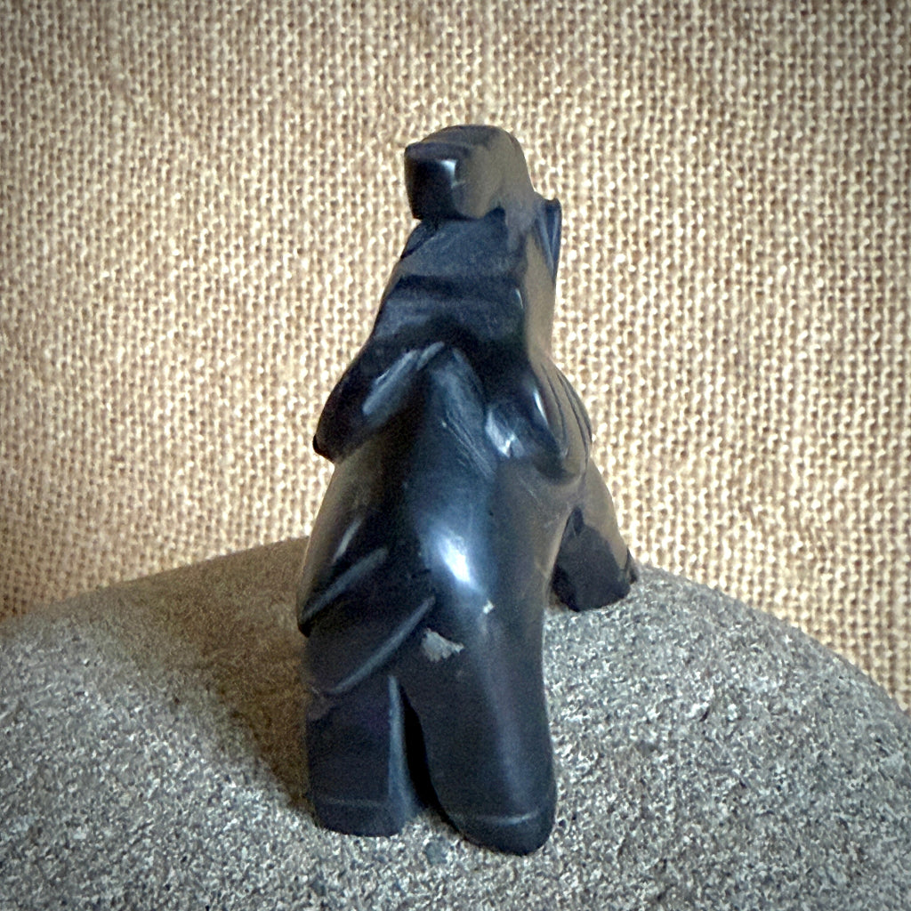 Carved Shungite Elephant | On Bumblebee Jasper Slab 2