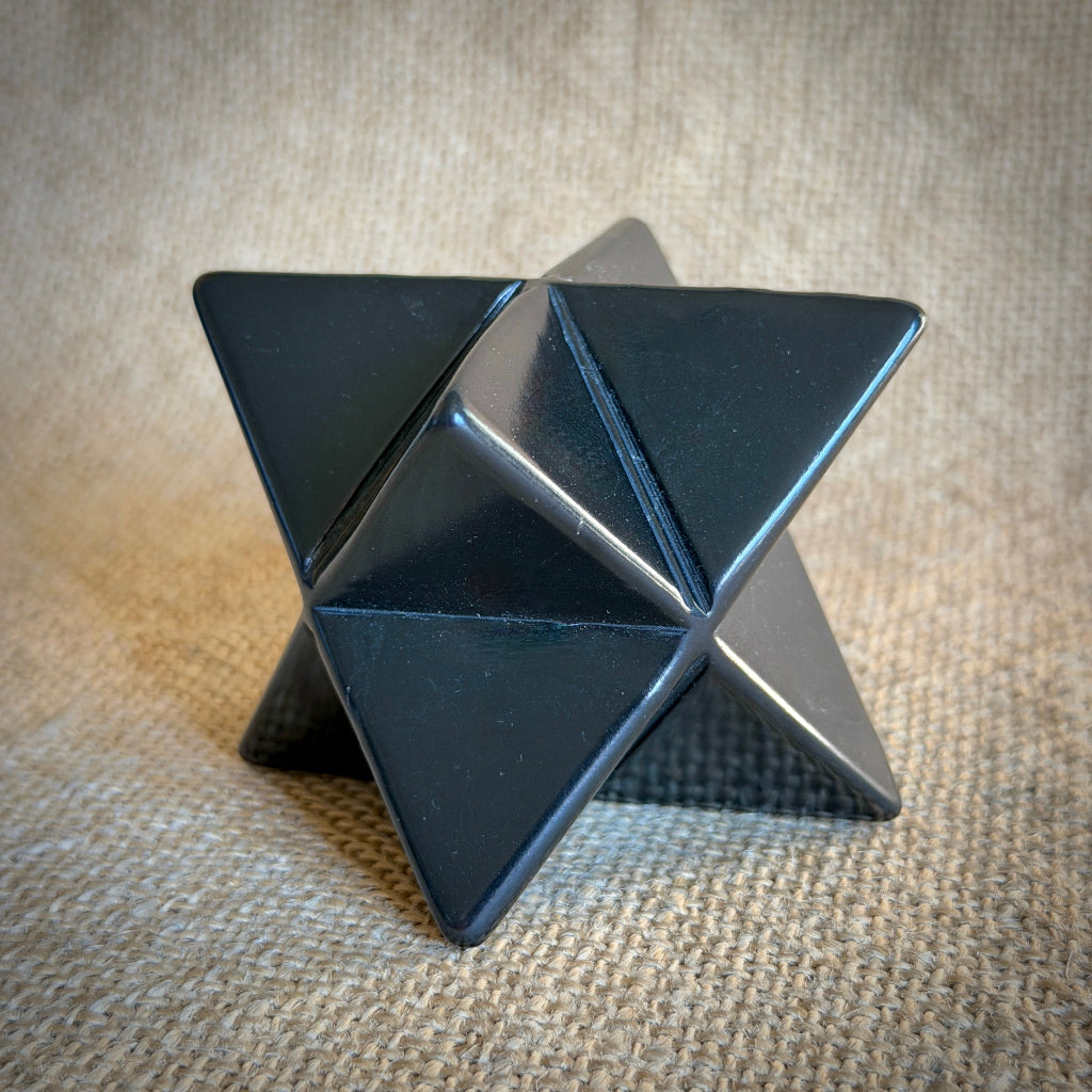 Carved Shungite Merkaba 50mm (2 Inch) | In Keepsake Wooden Box 1