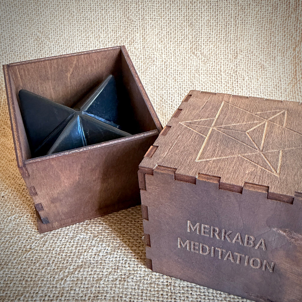 Carved Shungite Merkaba 50mm (2 Inch) | In Keepsake Wooden Box 2