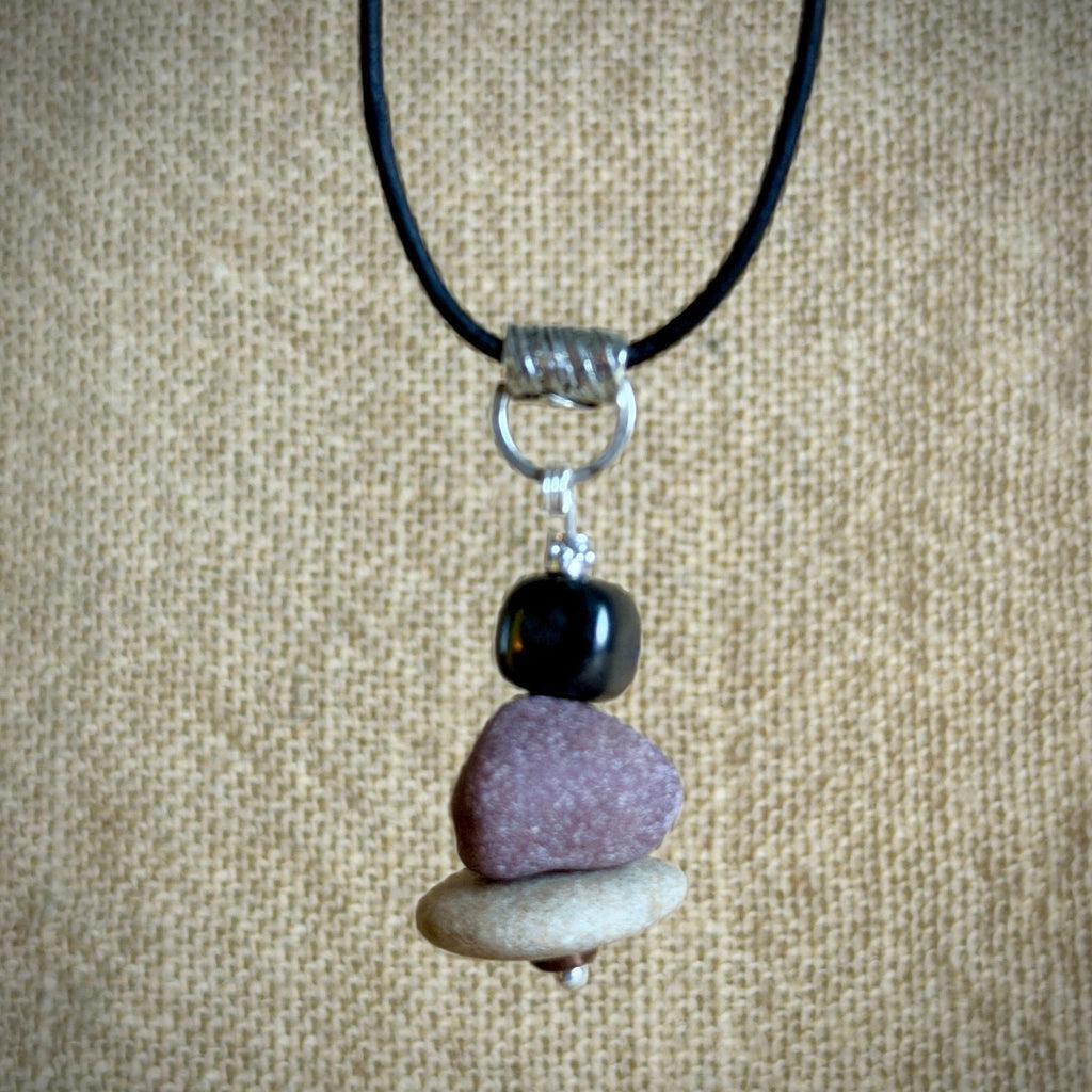 Chunky Cairn Pendant Necklace | With Rounded Shungite Cube