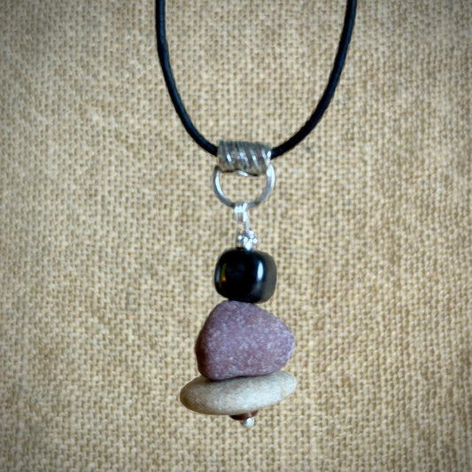 Chunky Cairn Pendant Necklace | With Rounded Shungite Cube