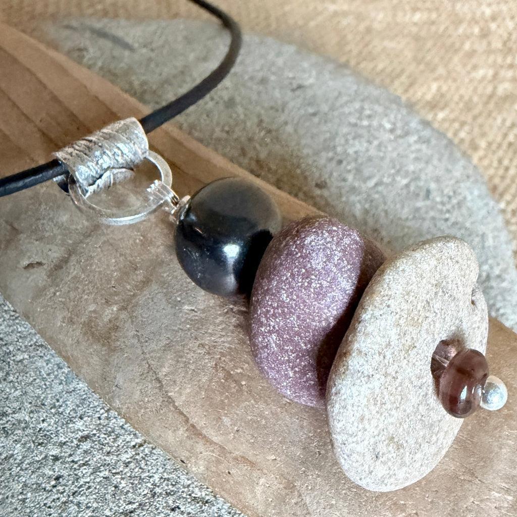 Chunky Cairn Pendant Necklace | With Rounded Shungite Cube