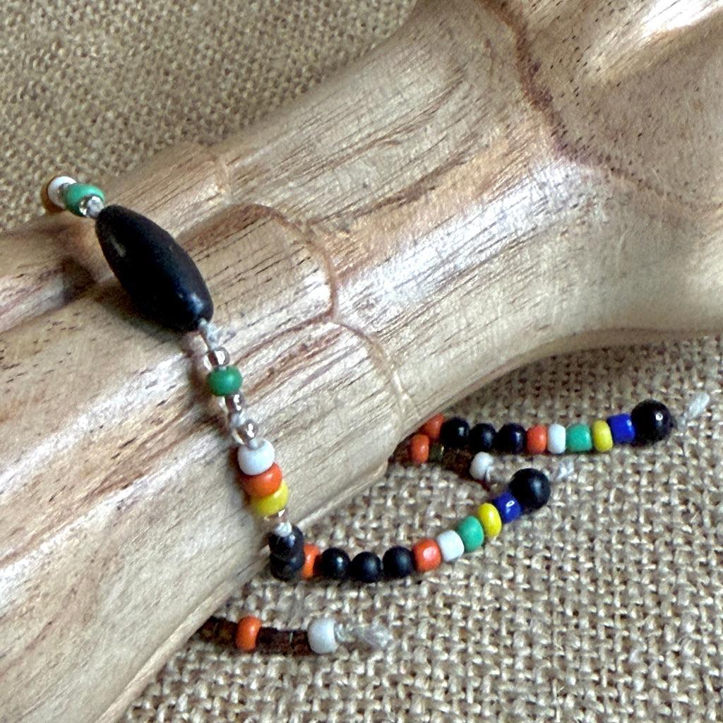 Dangly Adjustable Beaded Shungite Bracelet | Colorful Beads on Hemp