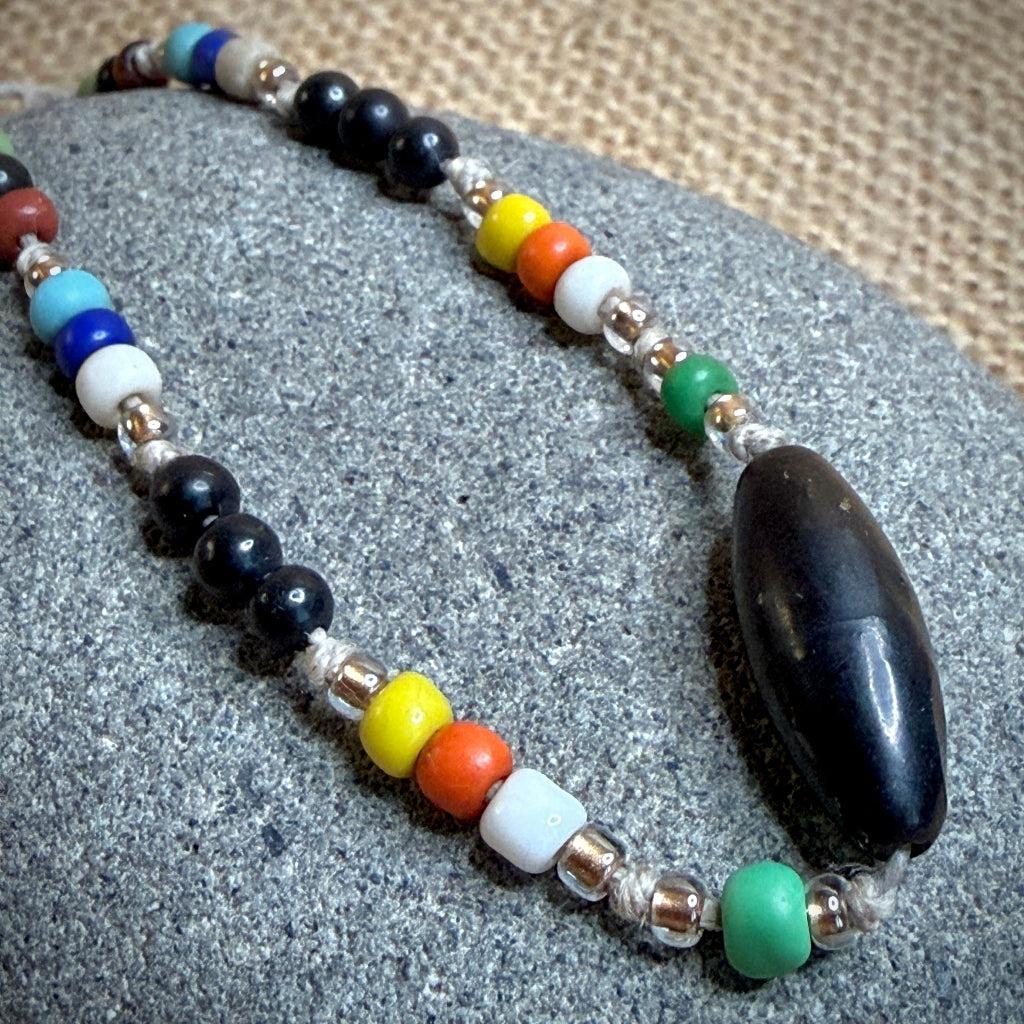 Dangly Adjustable Beaded Shungite Bracelet | Colorful Beads on Hemp