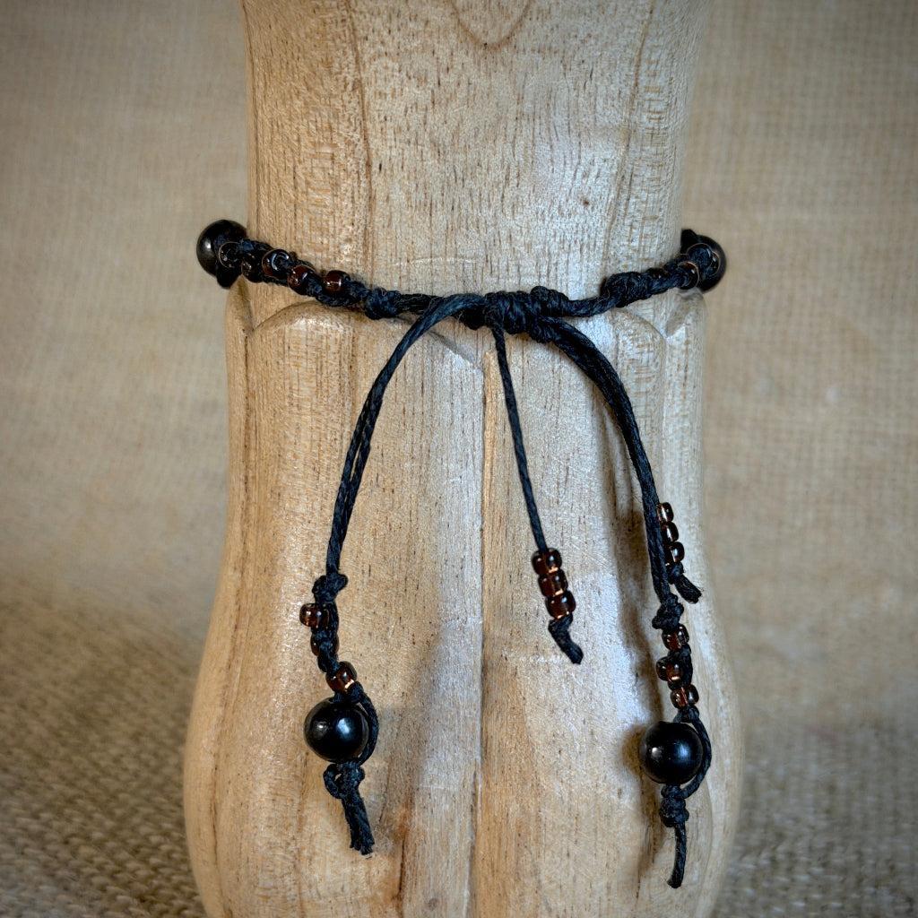 Dangly Adjustable Beaded Shungite Bracelet | Copper Tube & Shungite Rounds