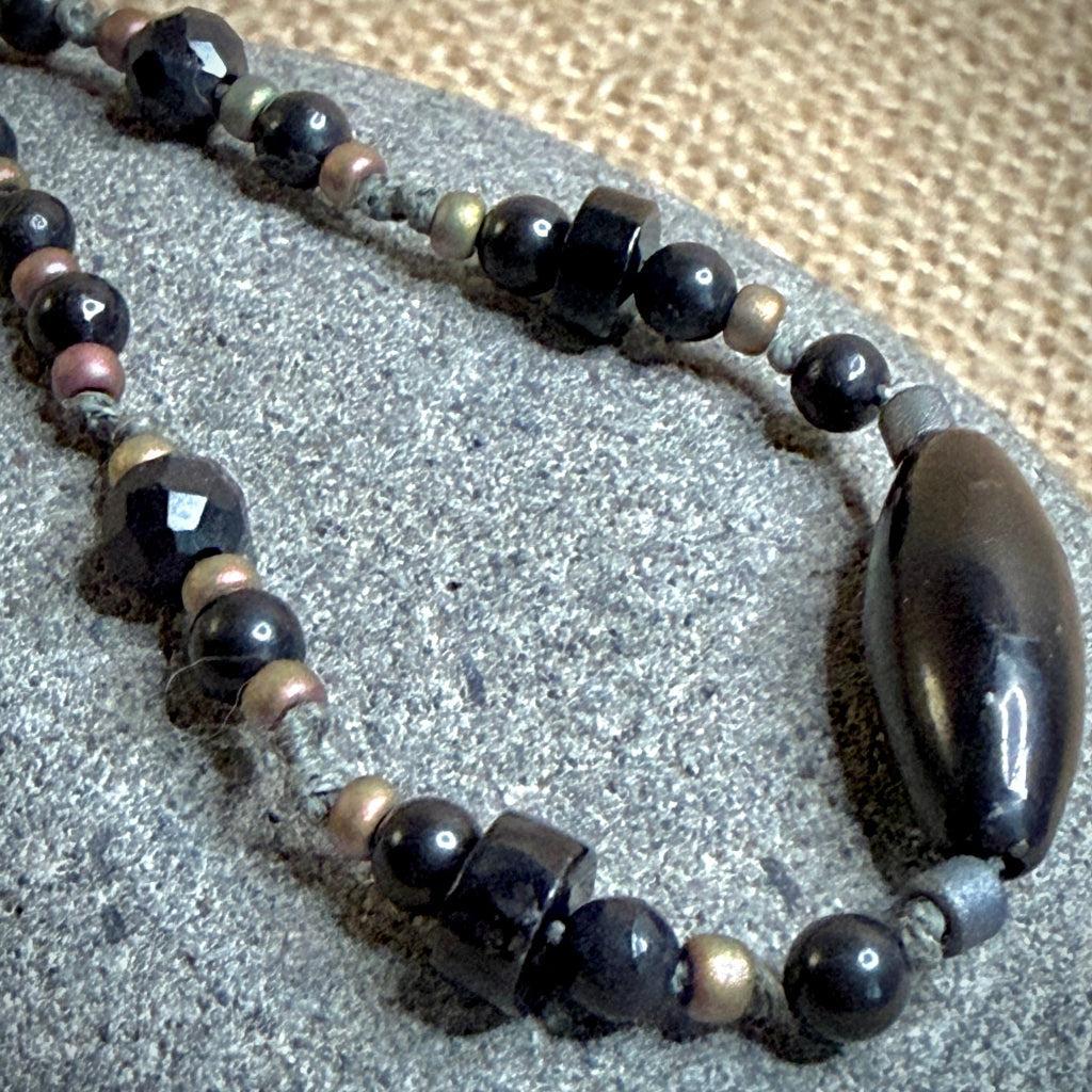 Dangly Adjustable Beaded Shungite Bracelet | Shungite Array on Camo Hemp