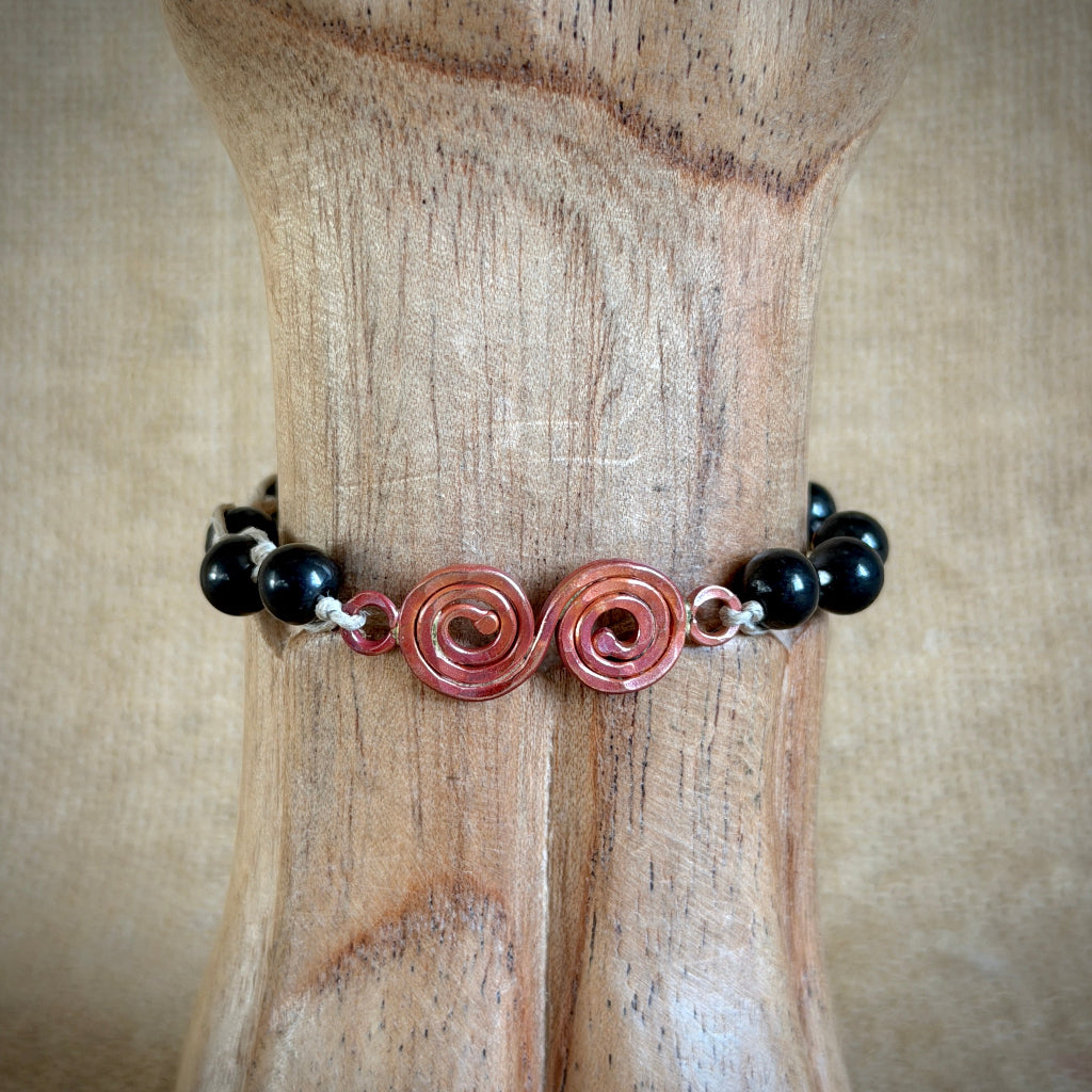 Dangly Adjustable Beaded Shungite Bracelet | Artisan Copper Infinity 1