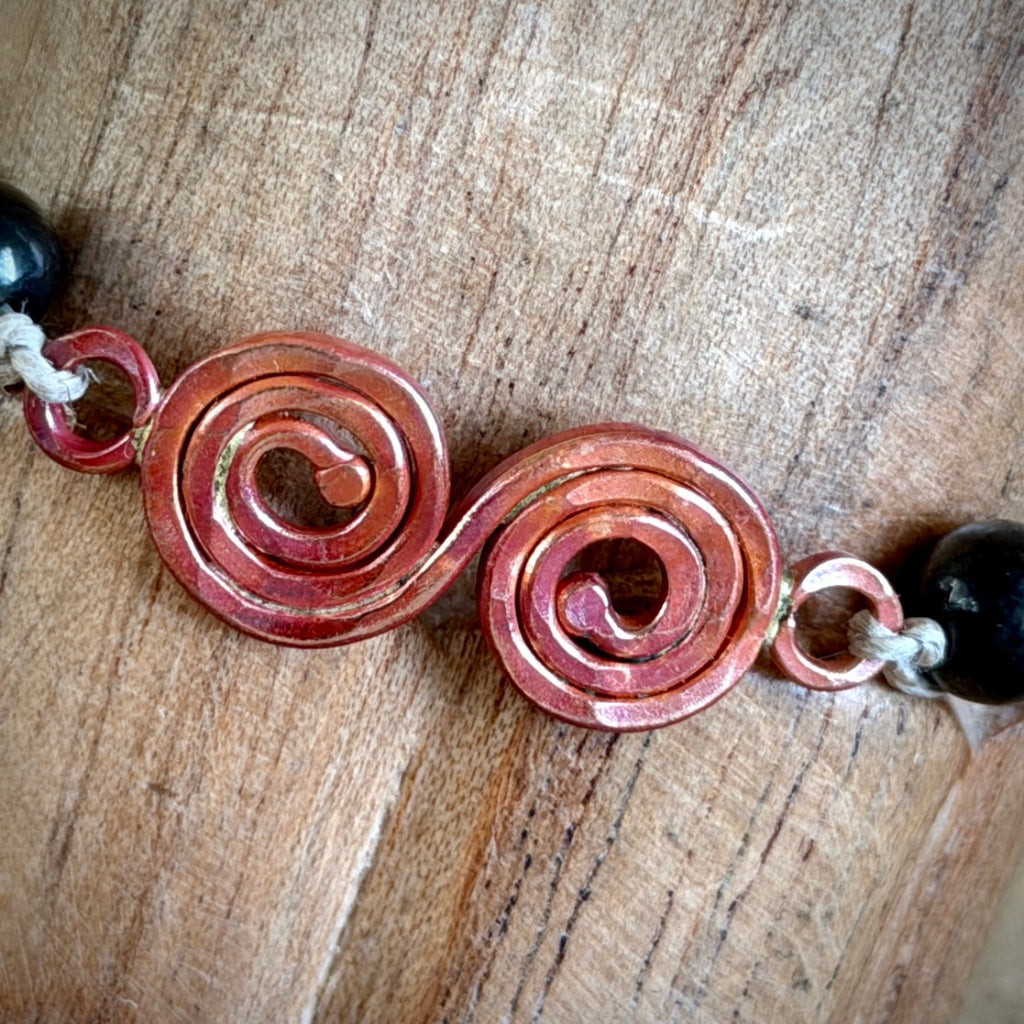 Dangly Adjustable Beaded Shungite Bracelet | Artisan Copper Infinity 2