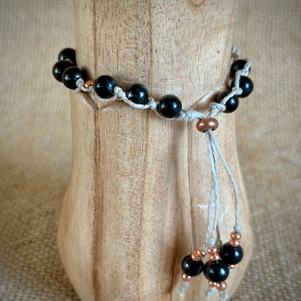 Dangly Adjustable Beaded Shungite Bracelet | Artisan Copper Infinity 3