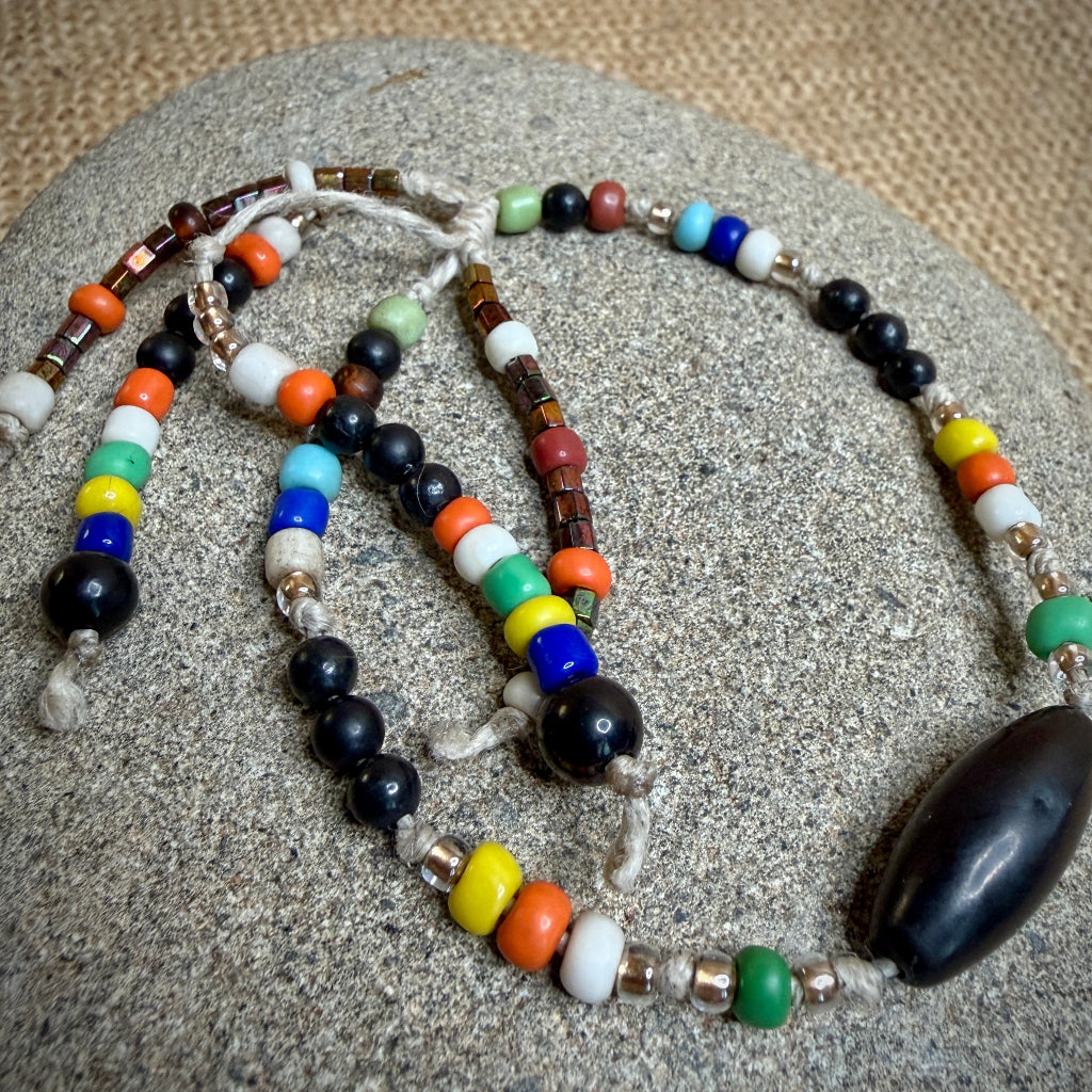 Dangly Adjustable Beaded Shungite Bracelet | Colorful Beads on Hemp