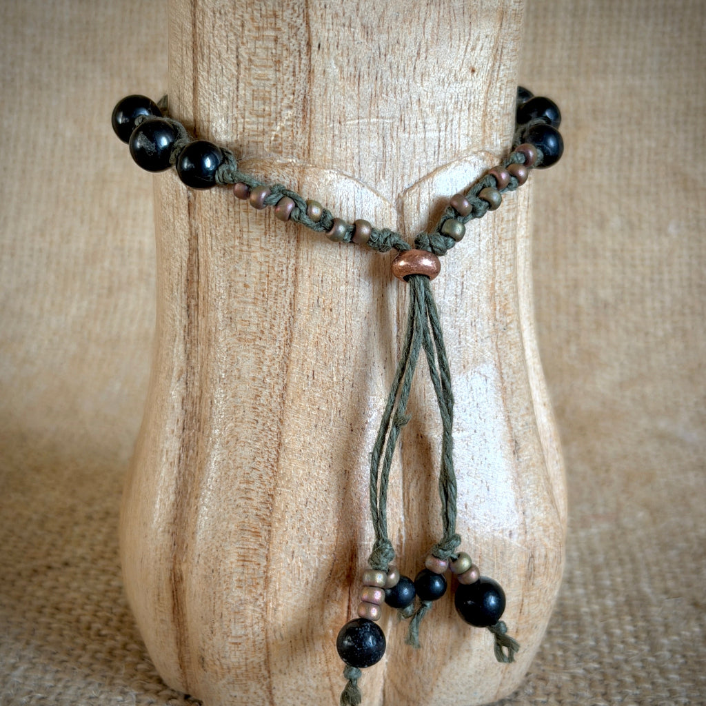 Dangly Adjustable Beaded Shungite Bracelet | Copper Dragonfly 2